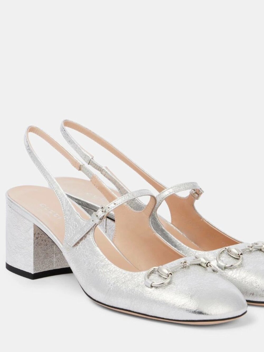 $1,090 Gucci Horsebit 55mm Patent Leather Slingback Pumps EU 39.5